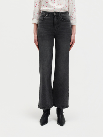 Ciemnoszare jeansy wide leg 