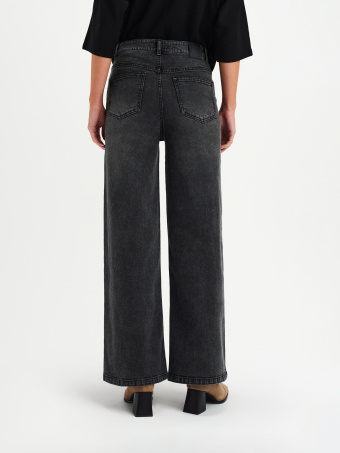 Ciemnoszare jeansy wide leg 