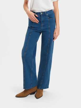 Jeansy wide leg z przeszyciem  Jeansy wide leg z przeszyciem