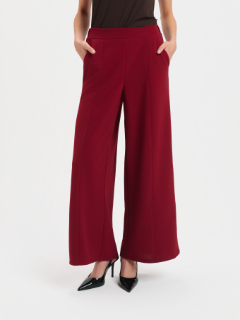 Szerokie spodnie z kantem burgund 