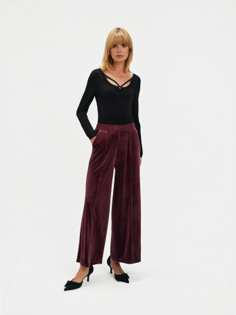 Luźne welwetowe spodnie 