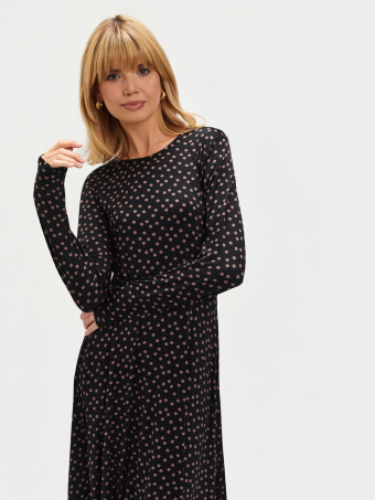 Sukienka w groszki z plisowanym dołem 