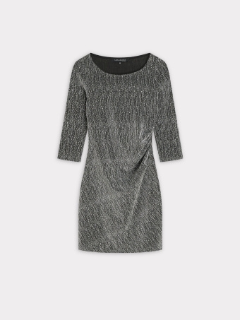 Srebrna sukienka z marszczeniem 