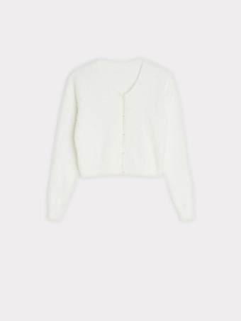 Biały kardigan z ozdobnymi guzikami 