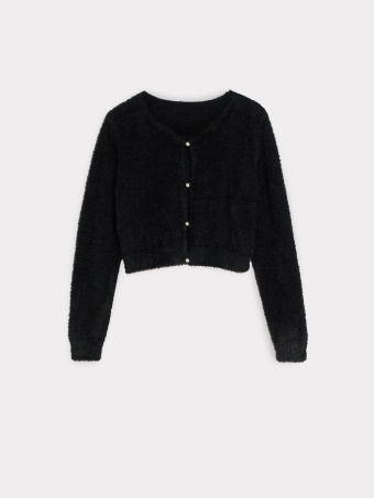 Czarny kardigan z ozdobnymi guzikami