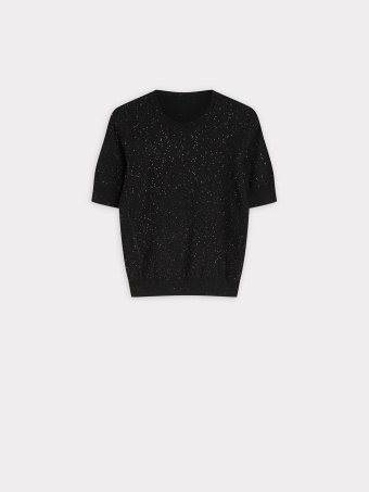 Czarny sweter z błyszczącą nitką 