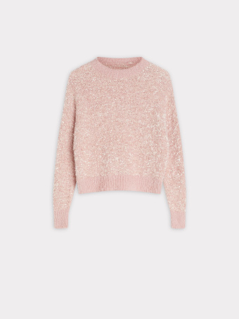 Różowy sweter z cekinami 