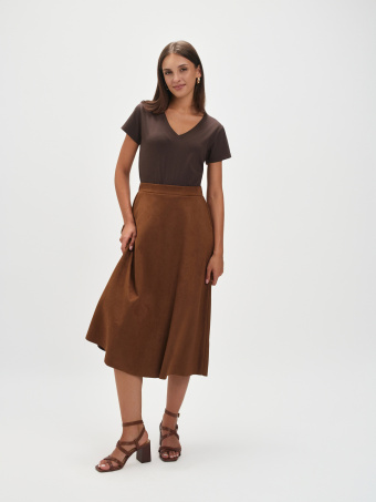Brązowy top z dekoltem v  Brązowy top z dekoltem v