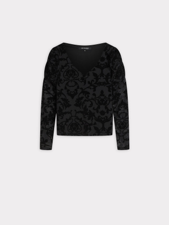 Koronkowy top z długim rękawem 