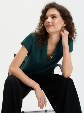 Ciemnozielony luźny top 