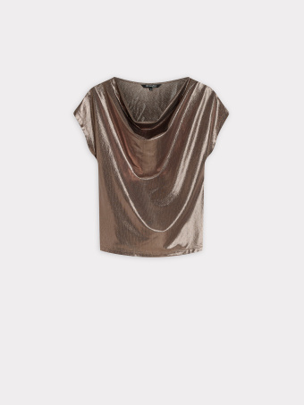 Błyszczący top w szampańskim odcieniu 