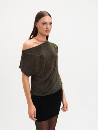 Top z marszczonym dekoltem 