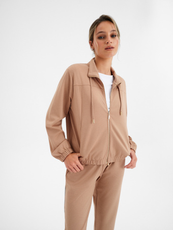 Beżowa bluza ze stójką 