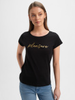 Czarny bawełniany t-shirt z napisem 