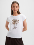 Bawełniany t-shirt z tropikalnym nadrukiem 