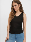 Czarny top na ramiączkach z dekoltem v-neck