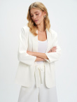 Biały żakiet z szalowym kołnierzem