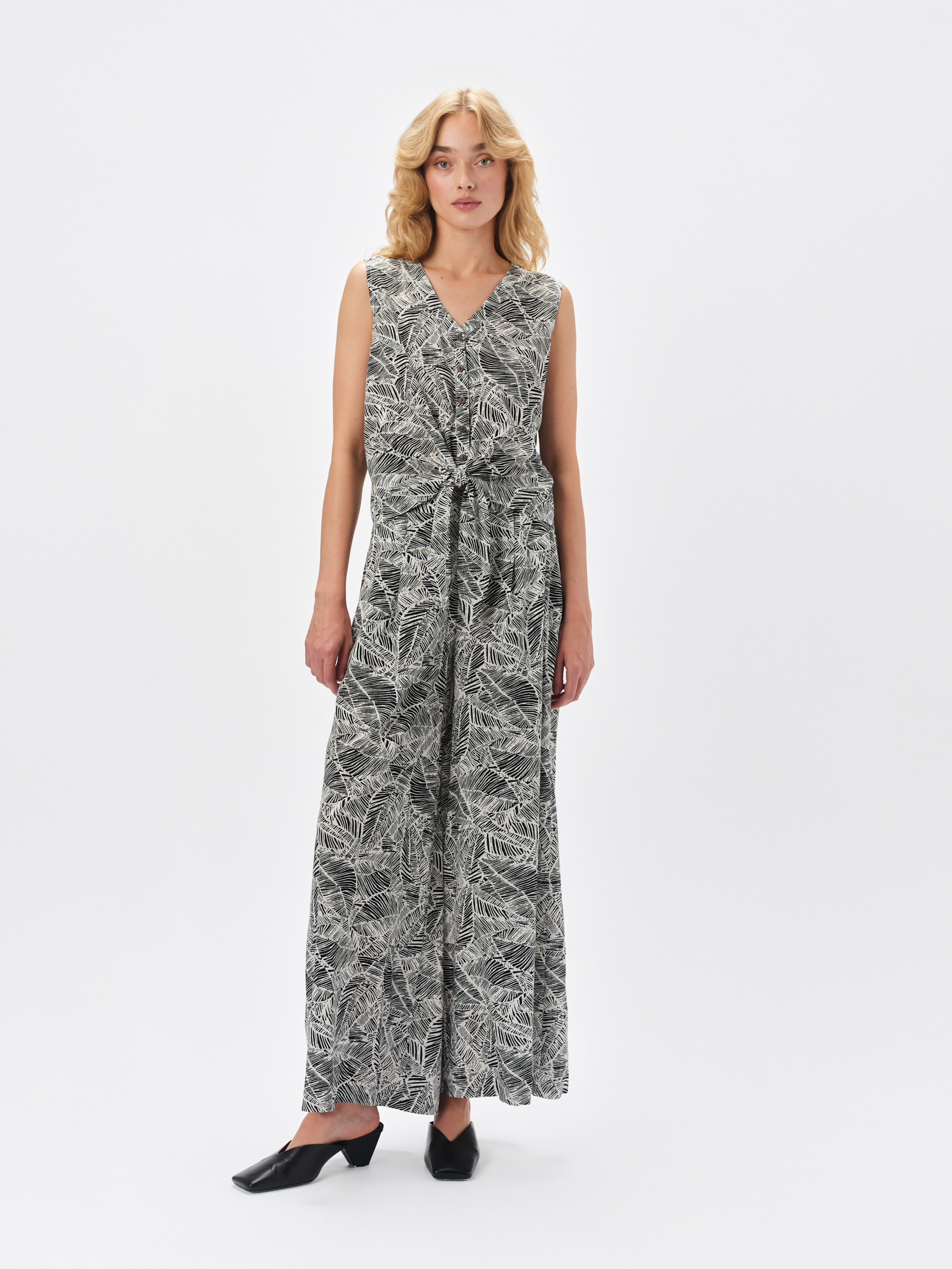 Wzorzyste spodnie z szerokimi nogawkami 