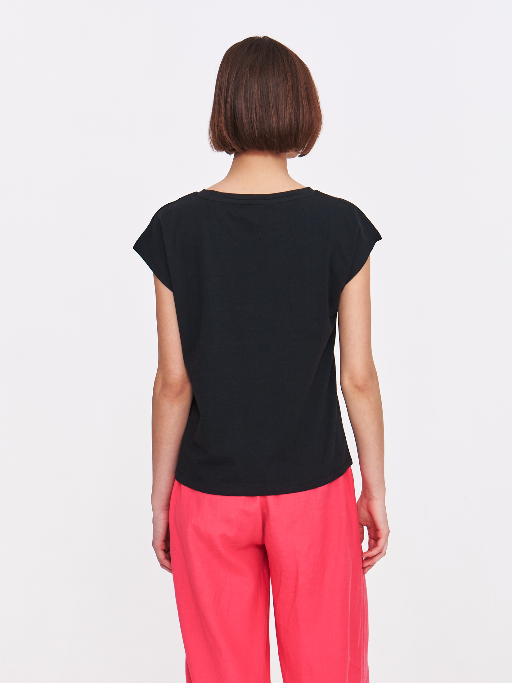 Czarny top regular z nadrukiem 