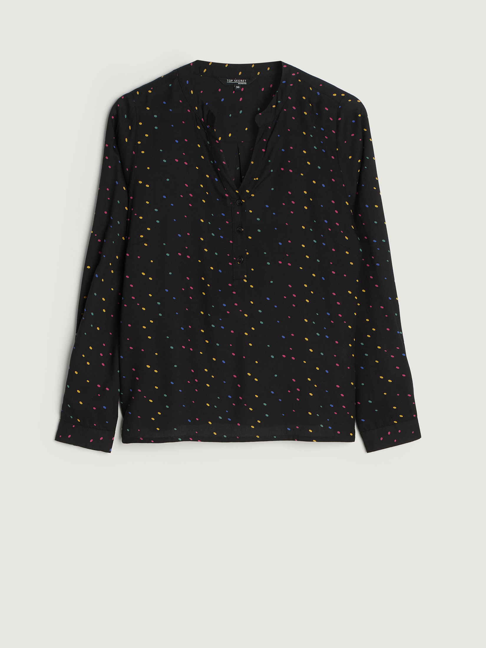Czarna bluzka w kolorowe groszki 