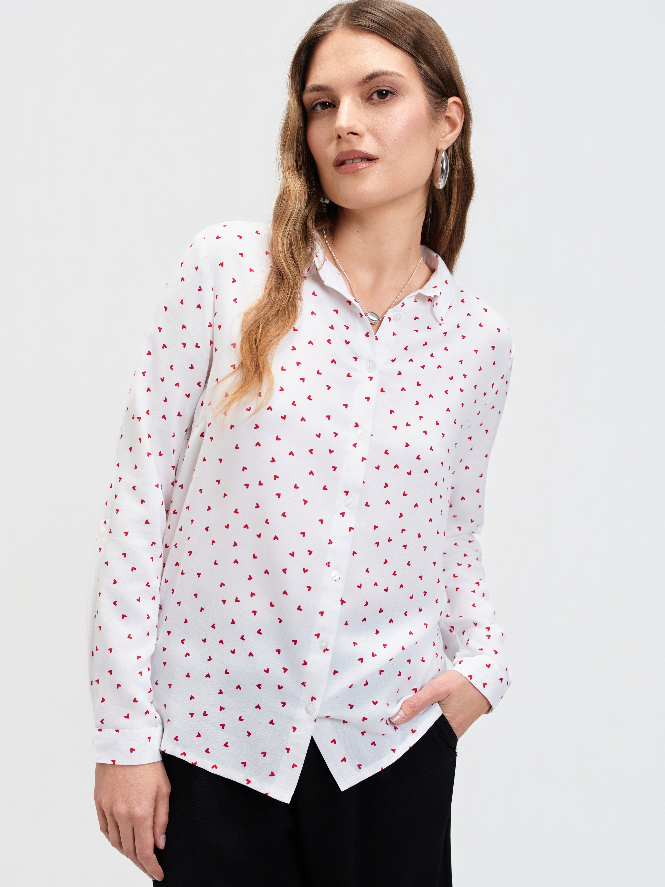 Koszula z nadrukiem w serduszka 