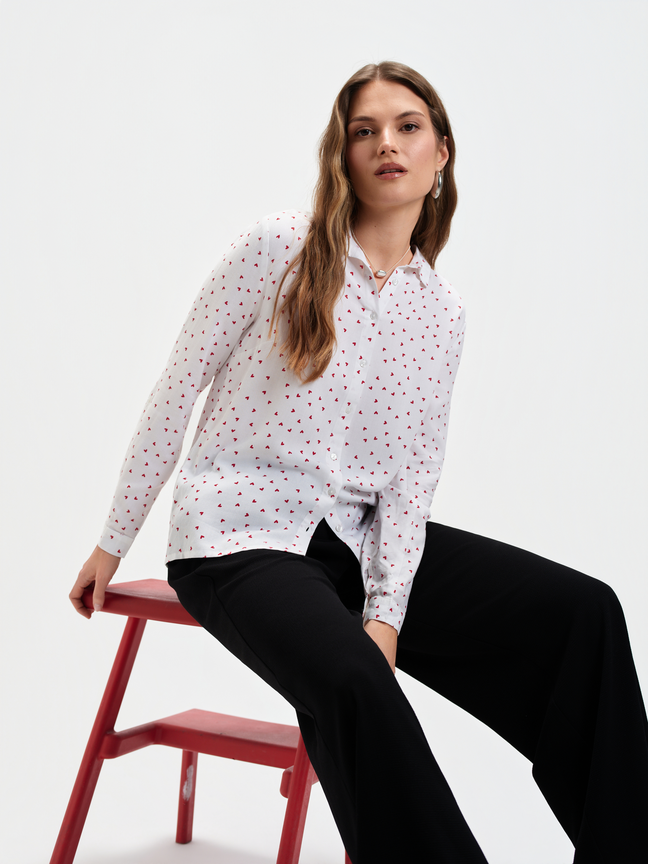 Koszula z nadrukiem w serduszka 