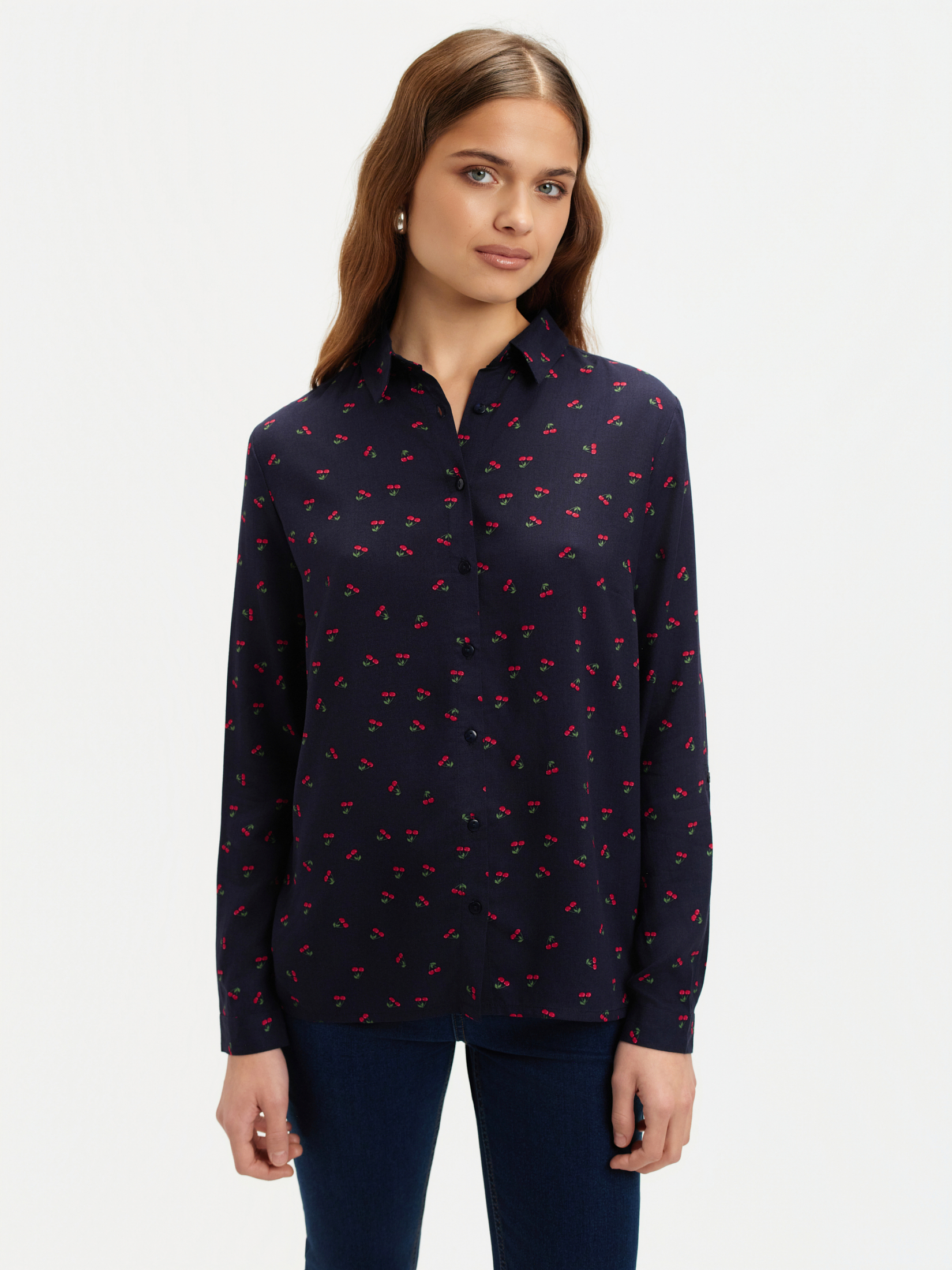 Granatowa koszula z nadrukiem