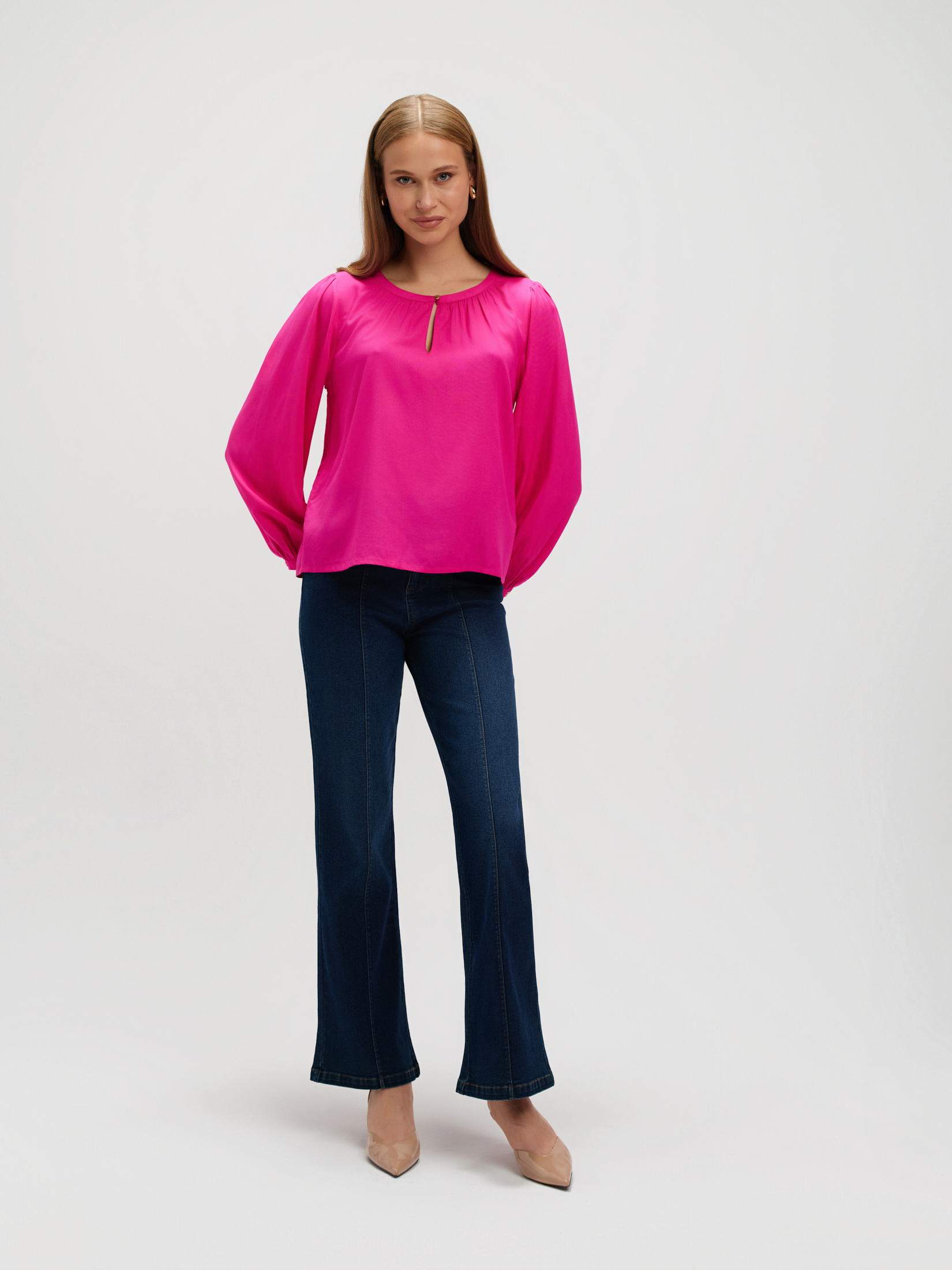 Zwiewna różowa bluzka z wiskozą 