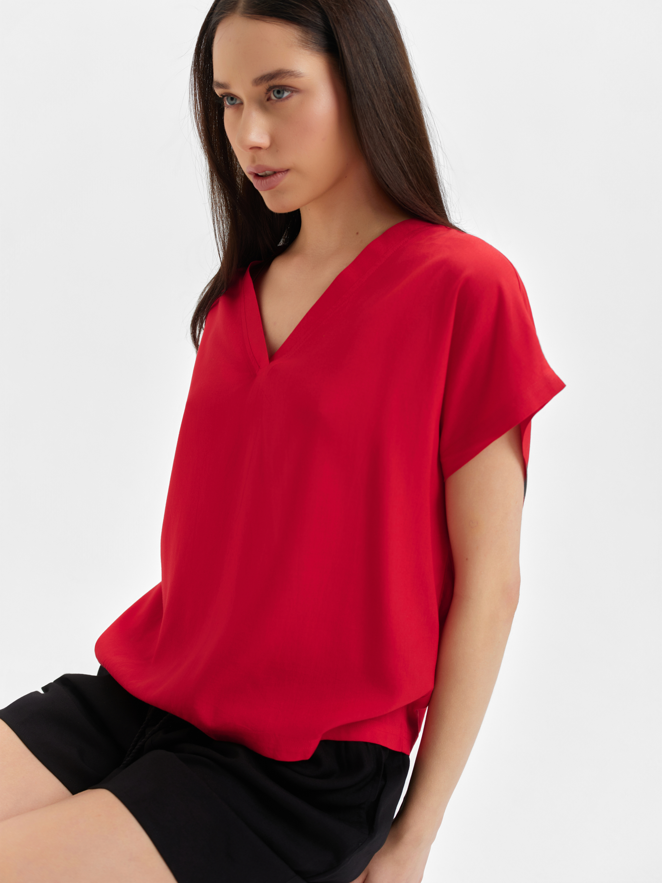 Czerwona bluzka z wiskozy 