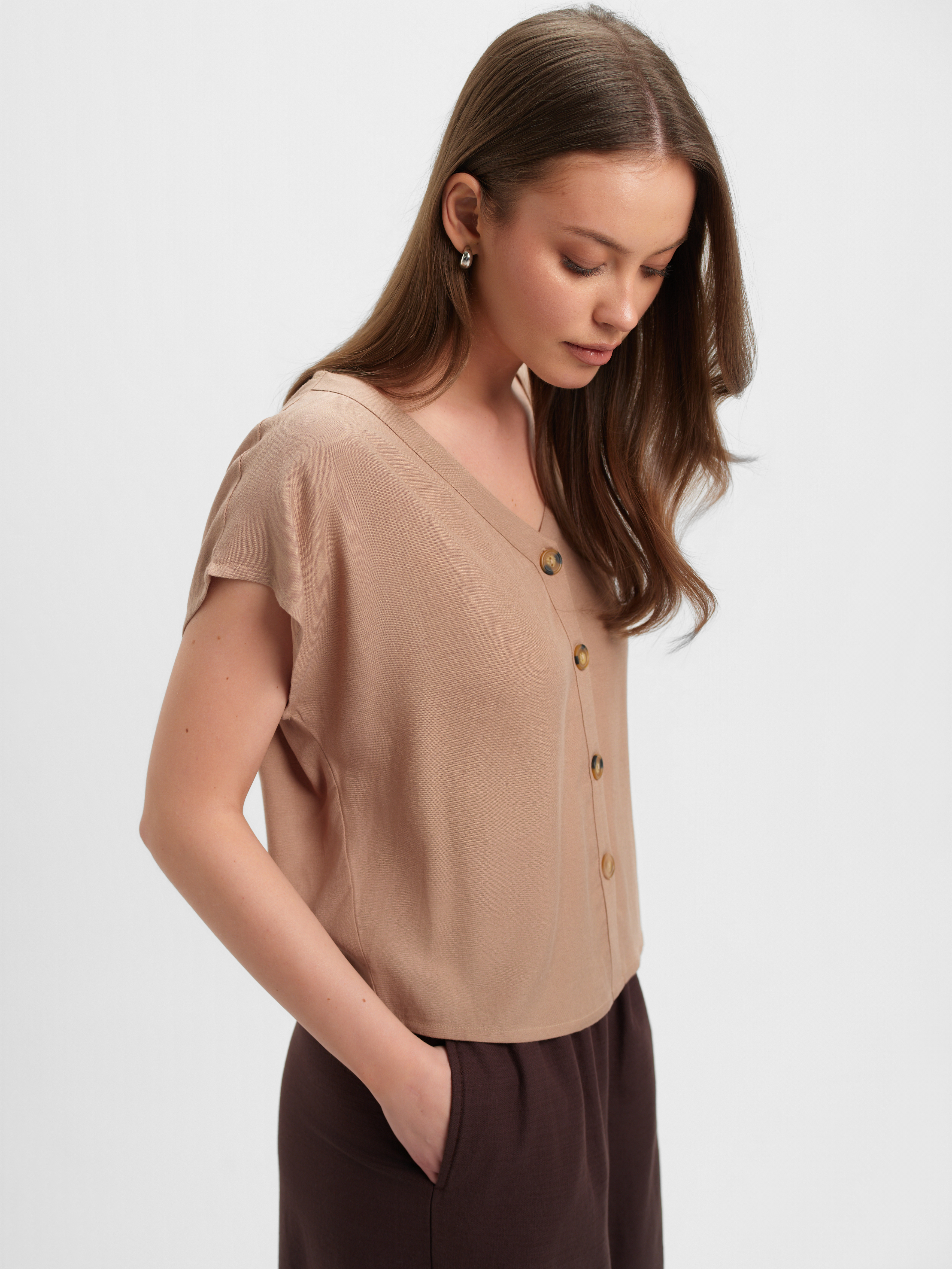 Zwiewna beżowa bluzka 