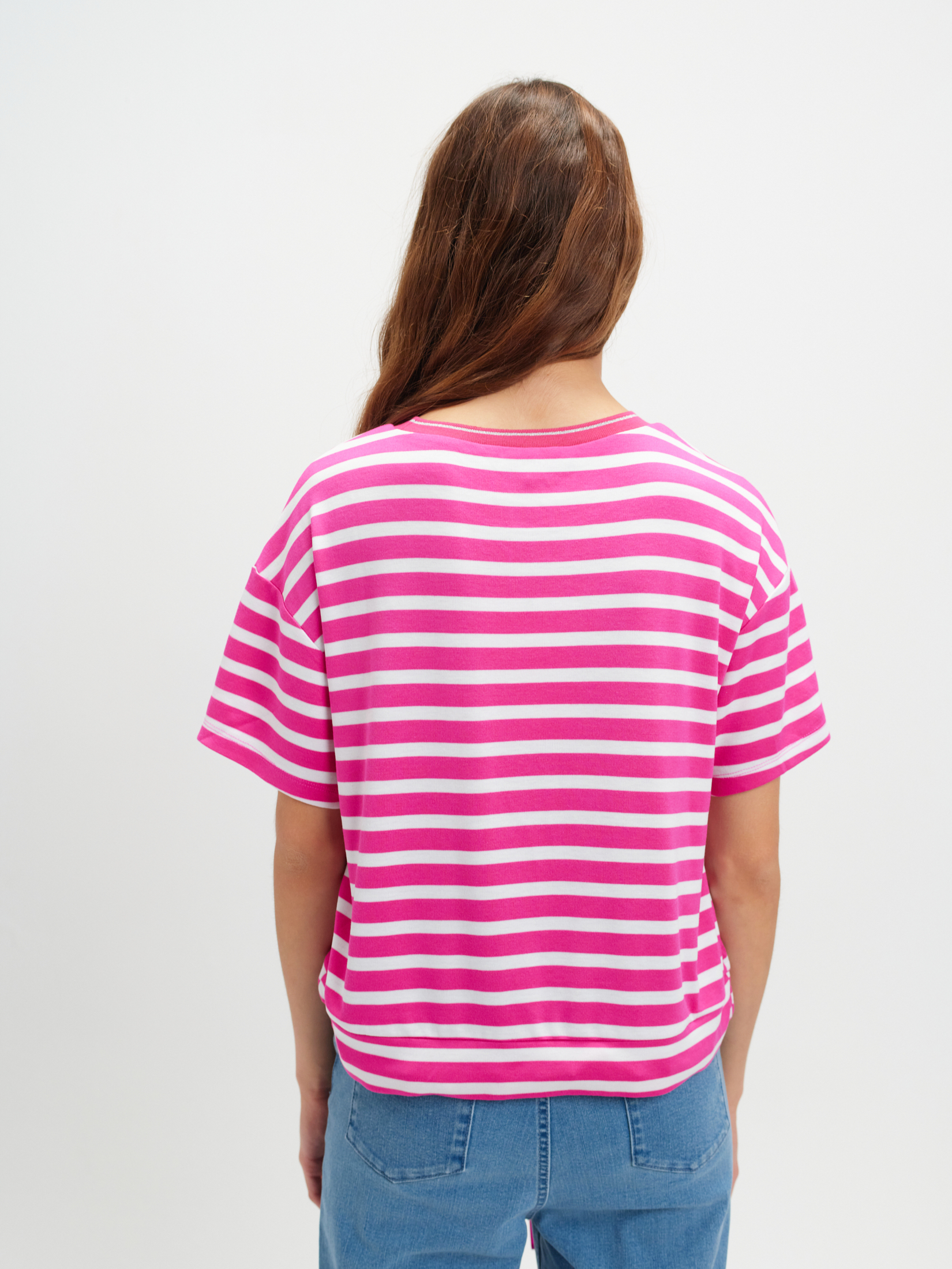 Różowa bluza w paski 