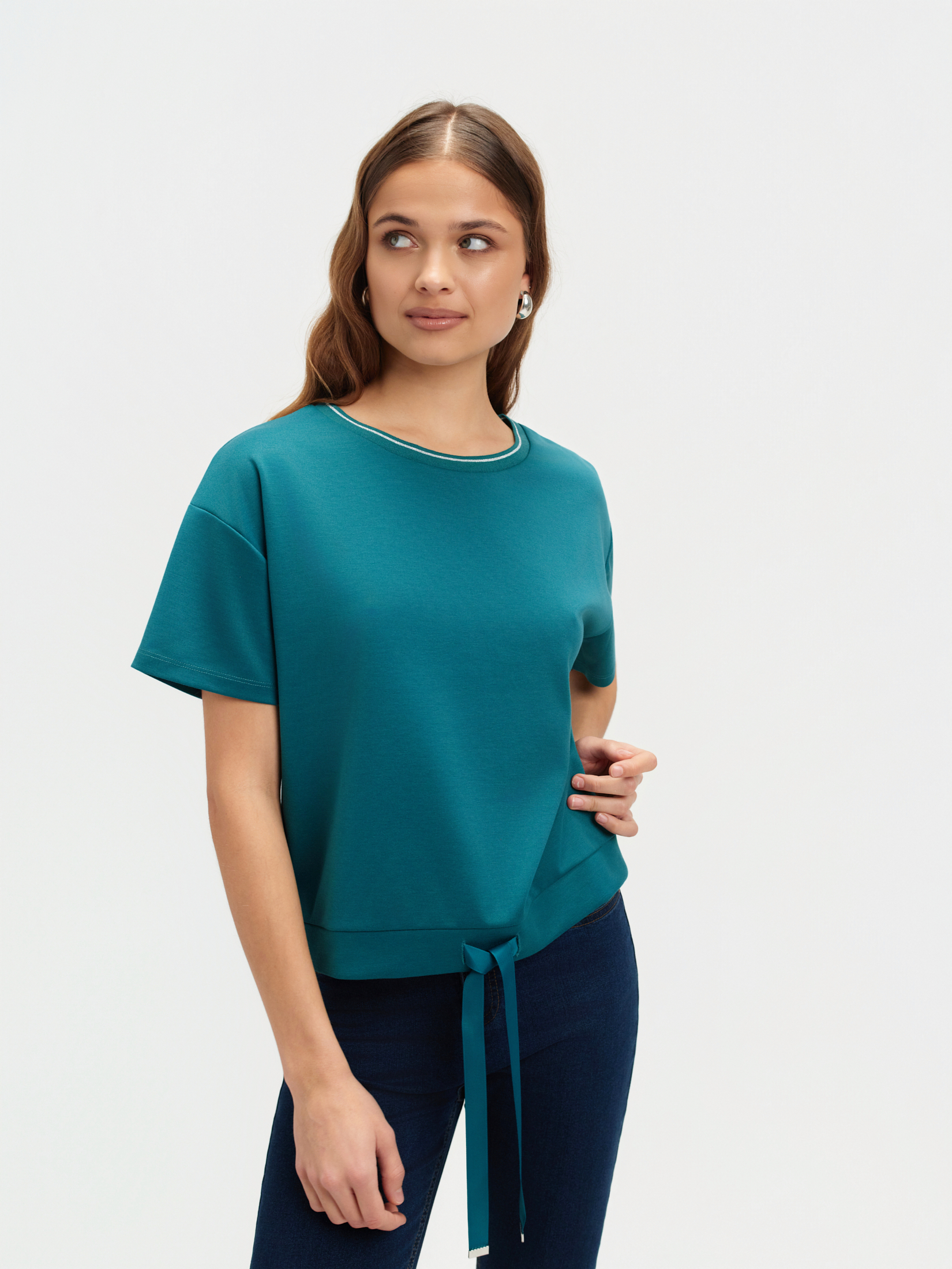 Turkusowa bluza krótki rękaw 