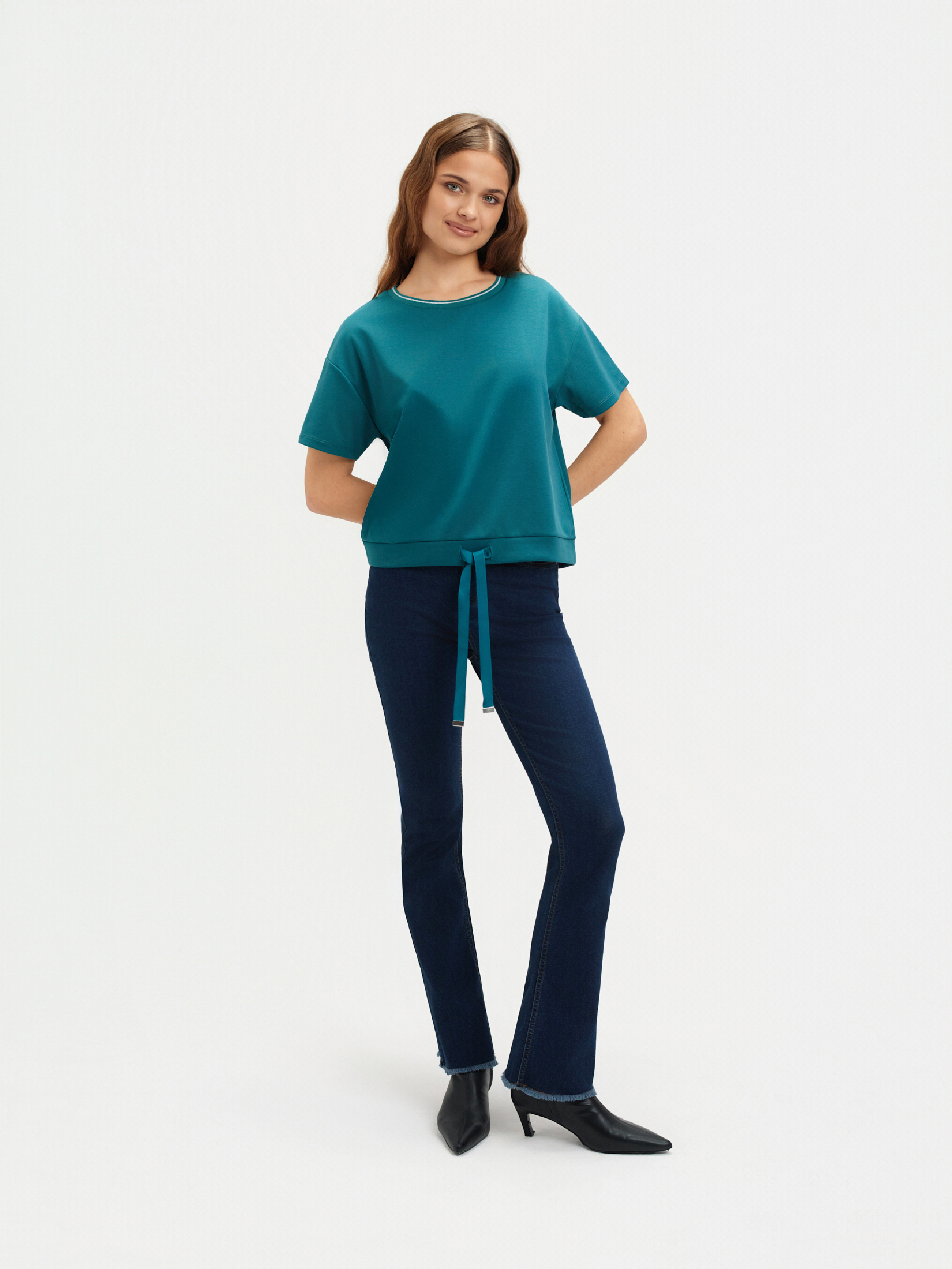 Turkusowa bluza krótki rękaw 