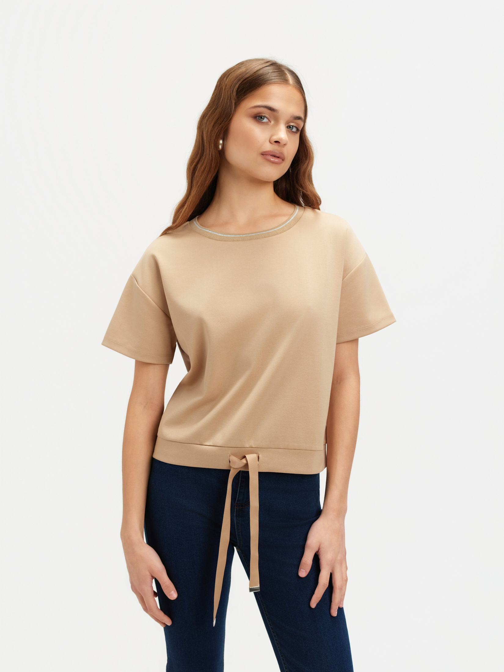 Beżowa bluza krótki rękaw 