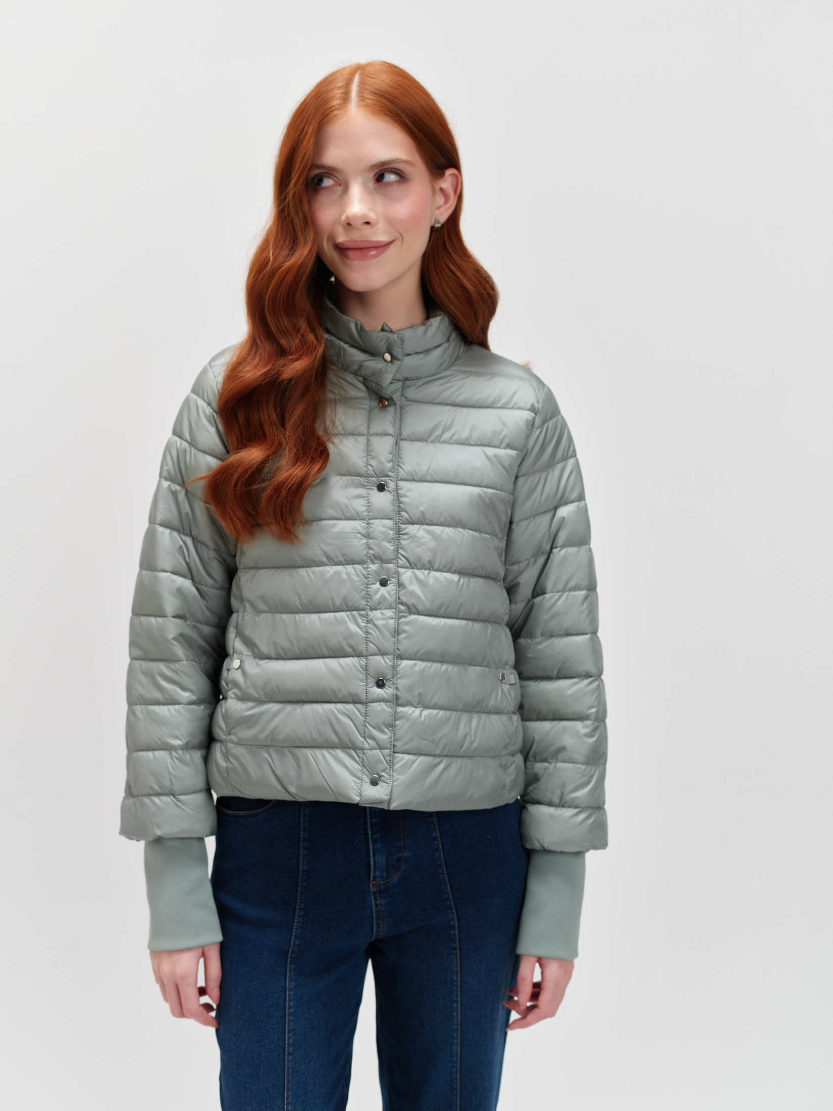 Jasnozielona kurtka z pikowaniem 