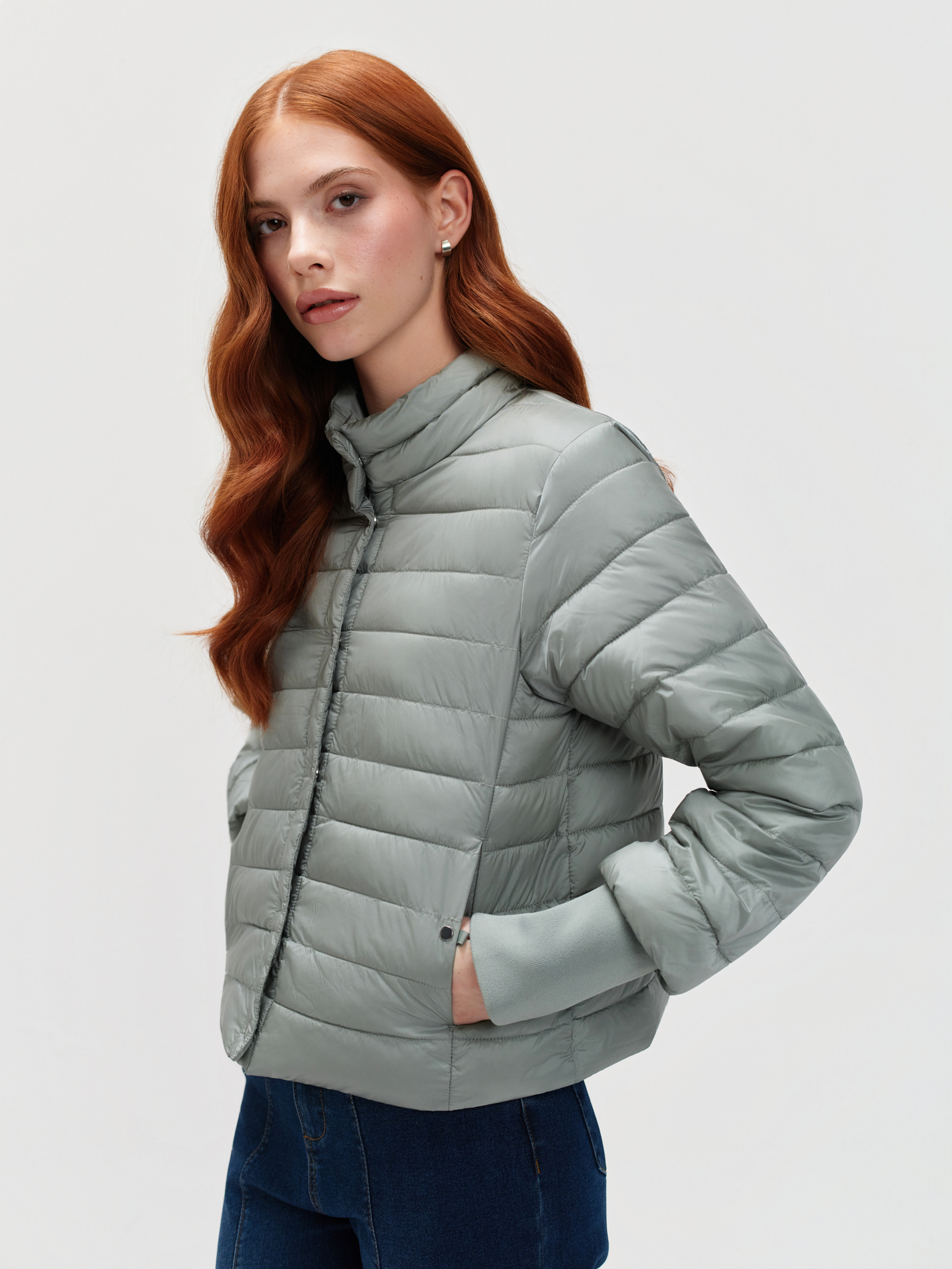 Jasnozielona kurtka z pikowaniem 