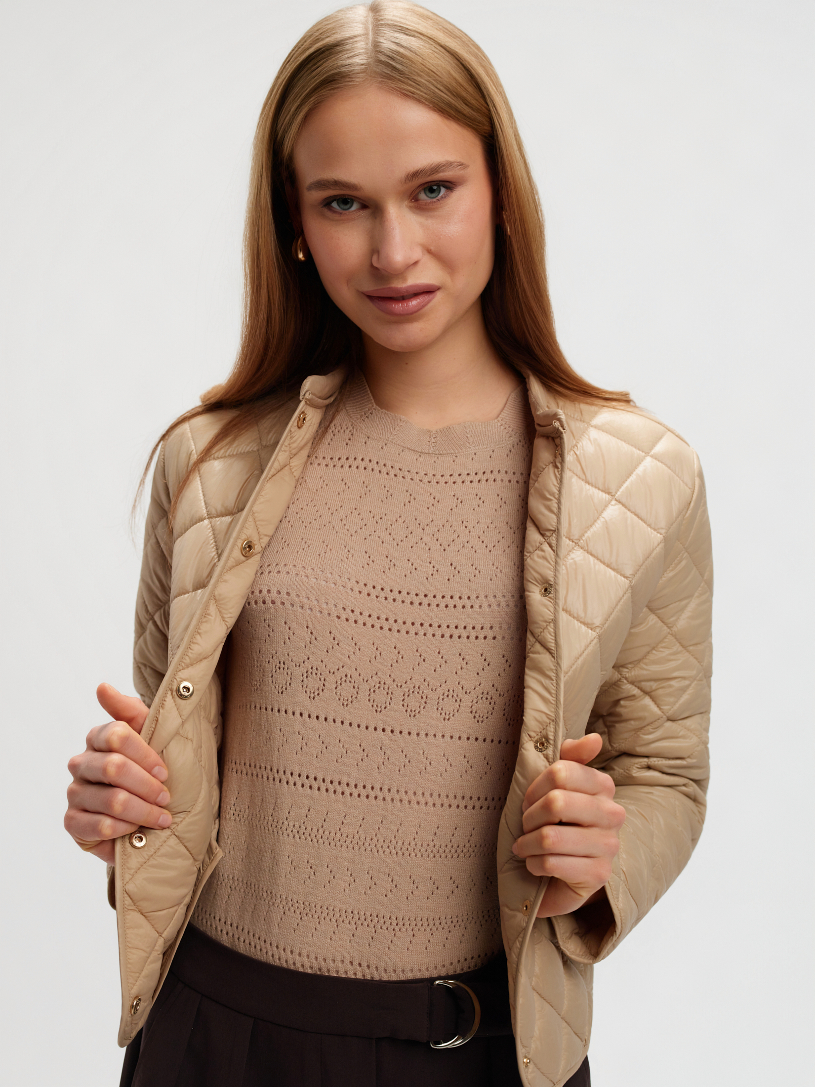 Pikowana kurtka beż  