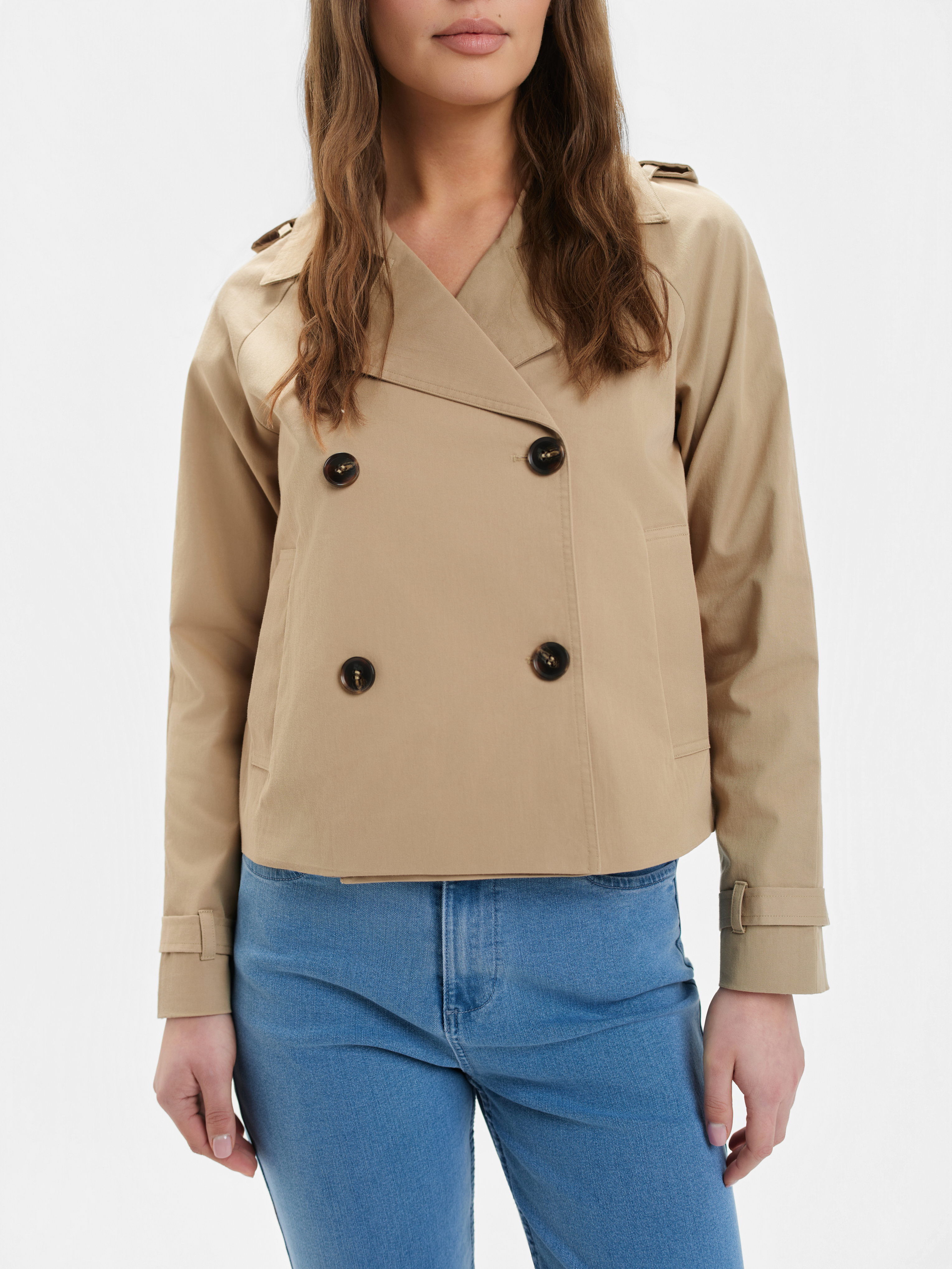 Krótki trencz dwurzędowy 