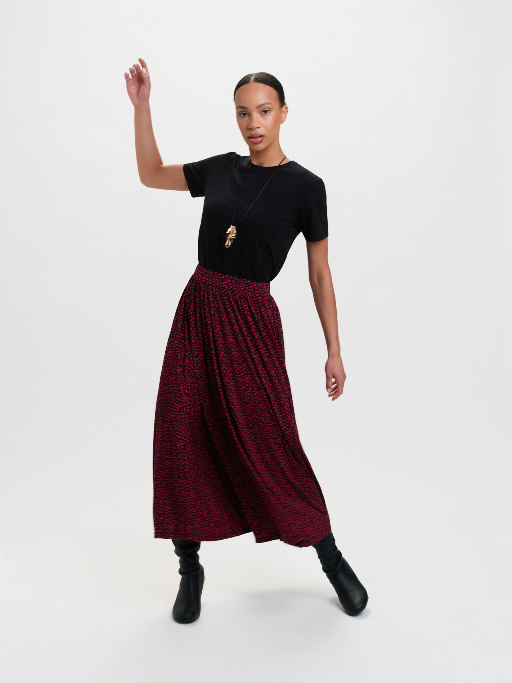 Plisowana spódnica z printem, Top Secret