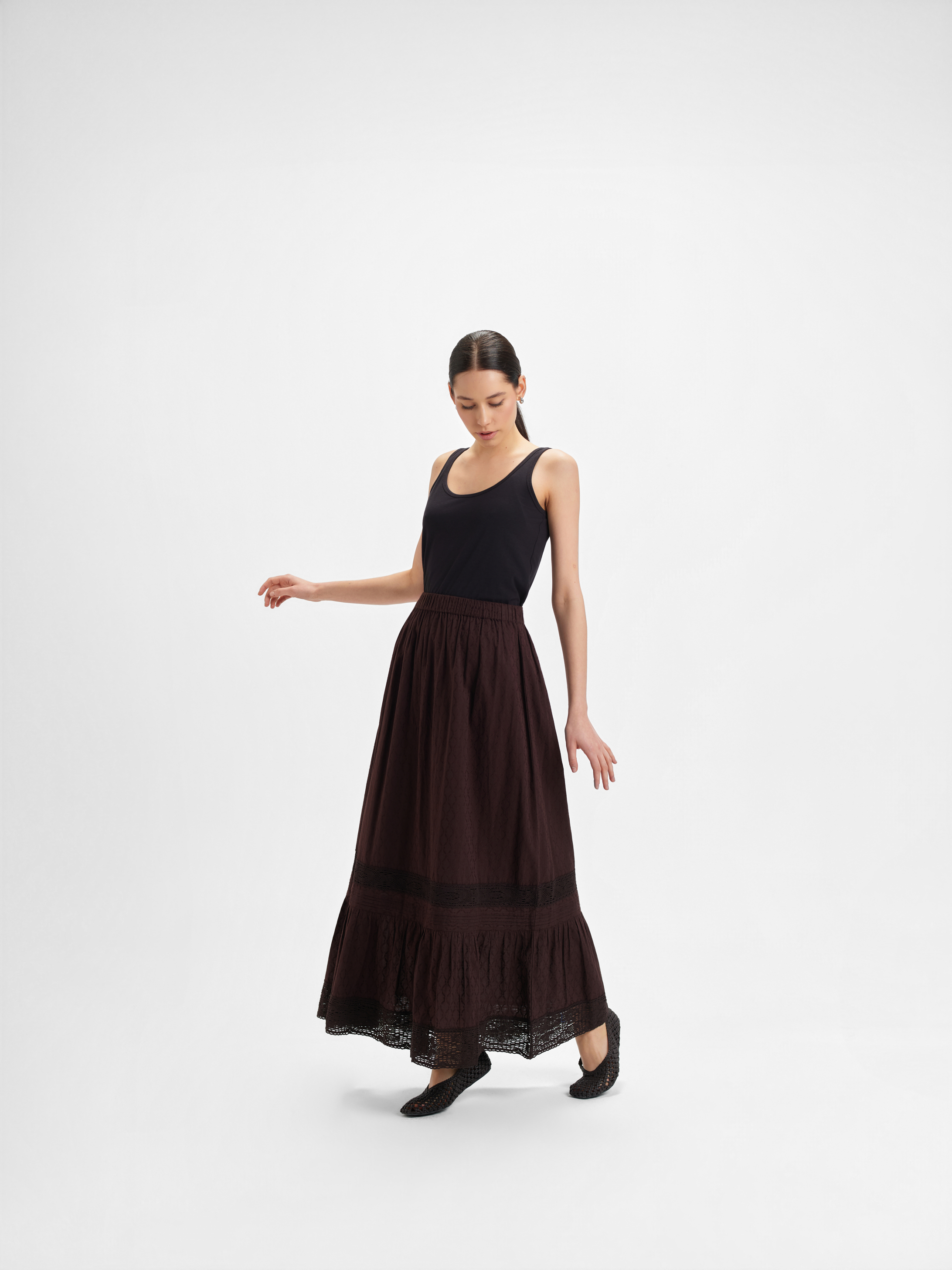 Ciemnobrązowa spódnica maxi 