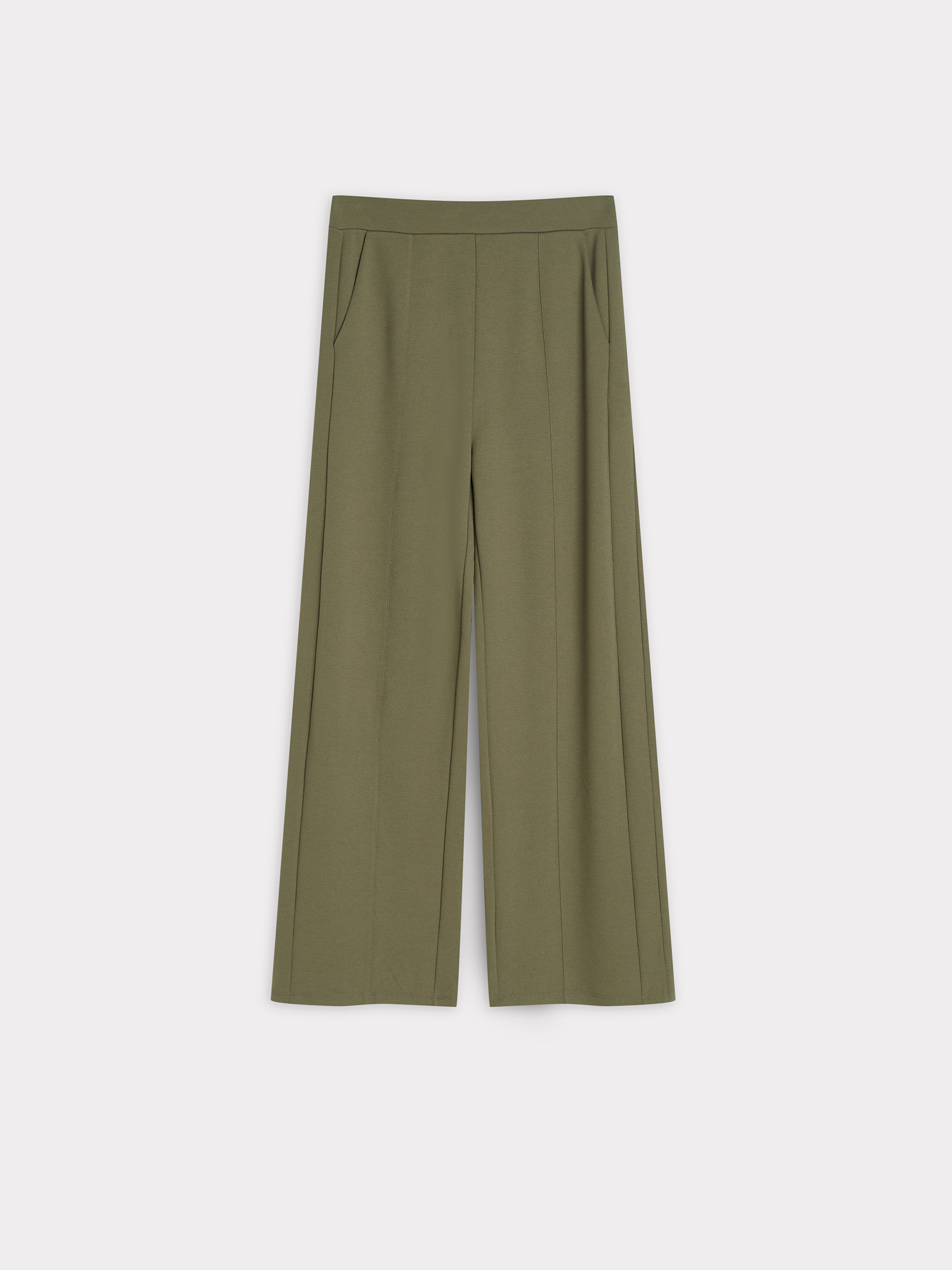 Zielone spodnie z nogawką w kant 