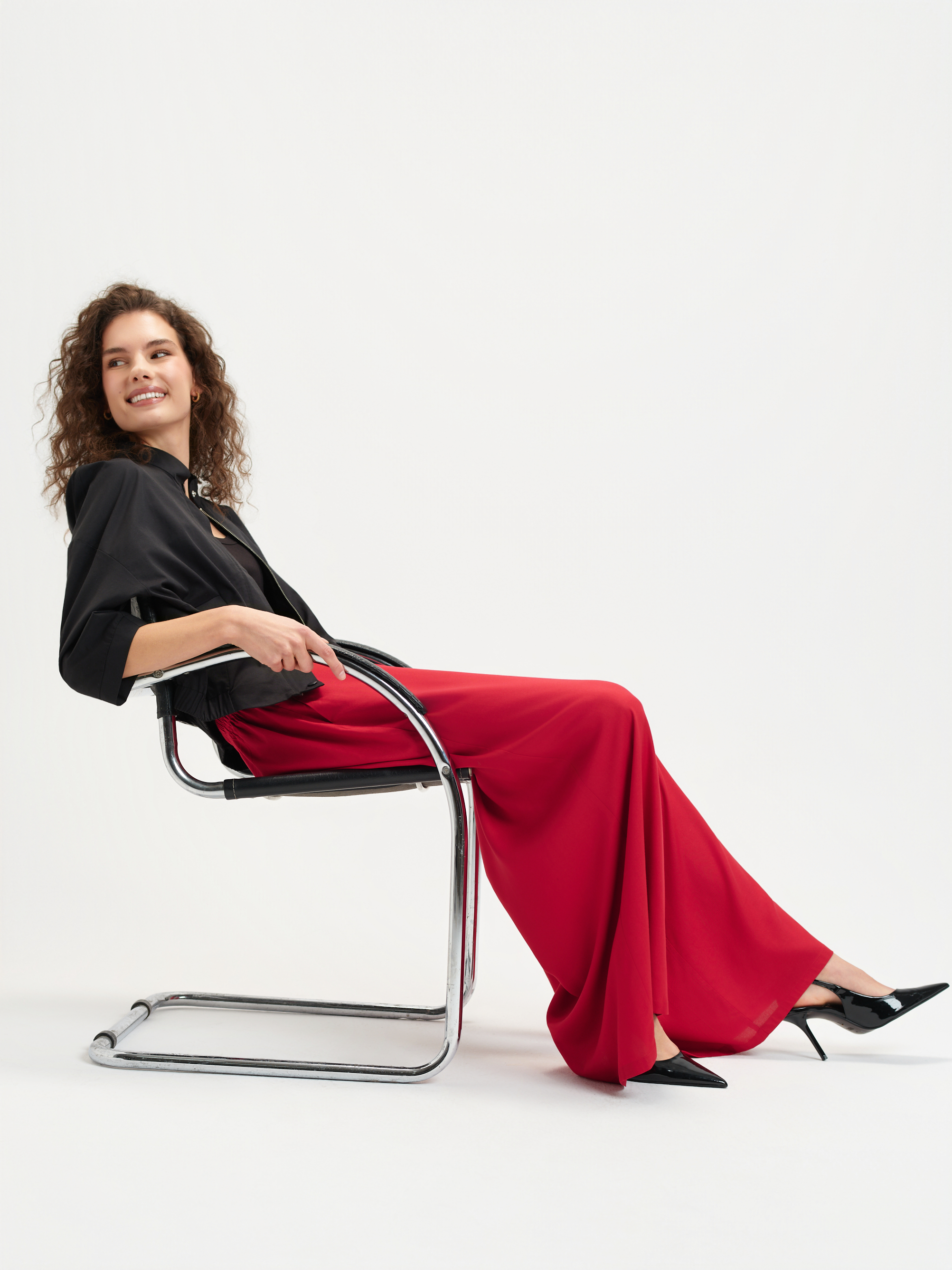 Czerwone spodnie z wiskozy 