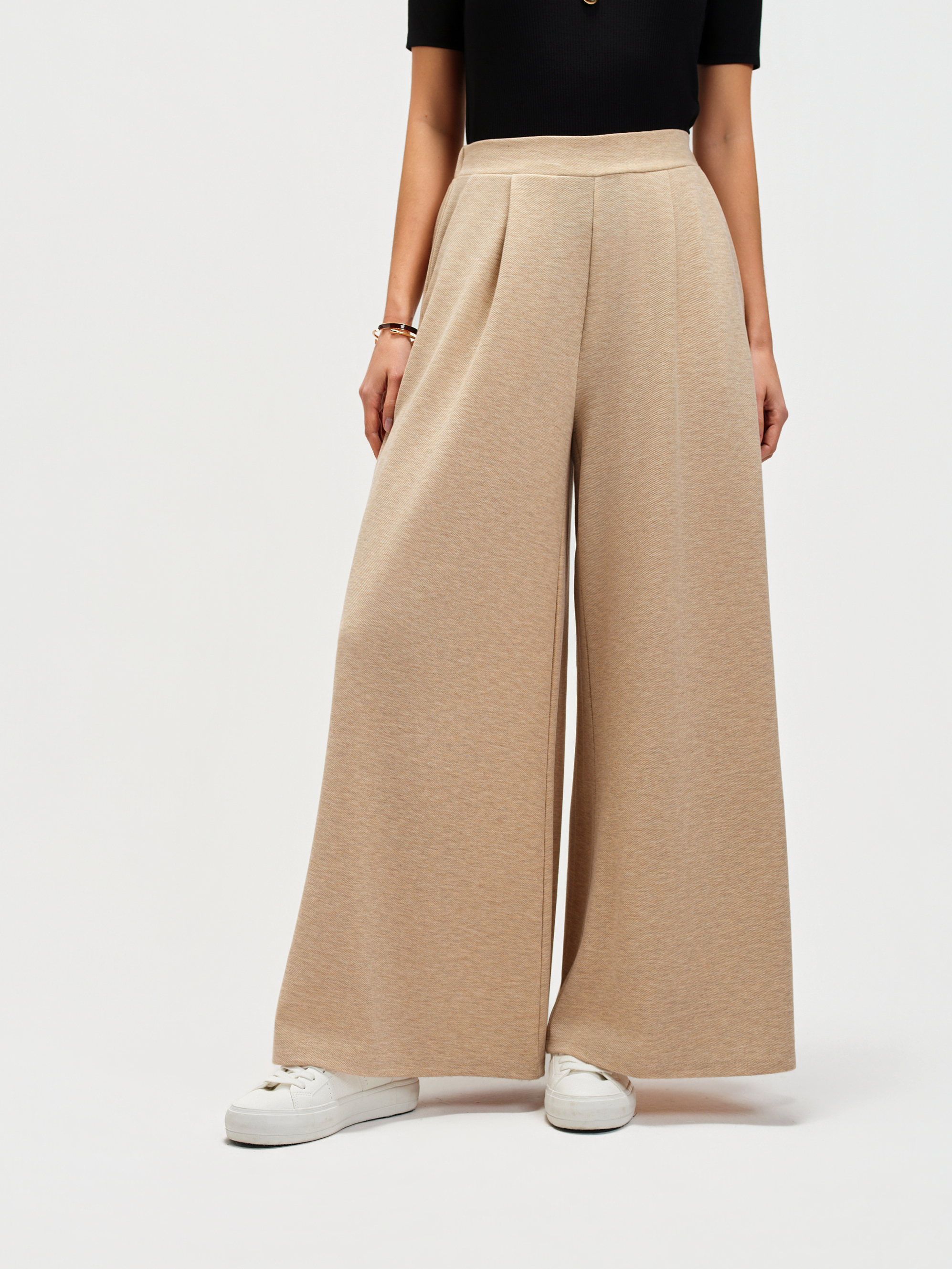 Dzianinowe spodnie z szeroką nogawką 