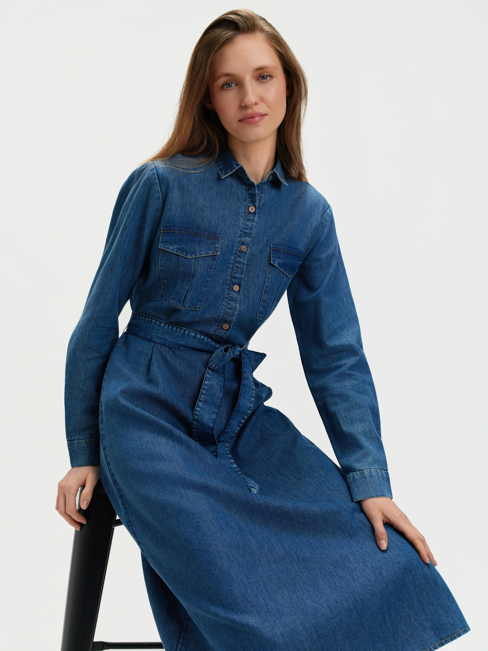 Sukienka jeansowa z wiązaniem, Top Secret