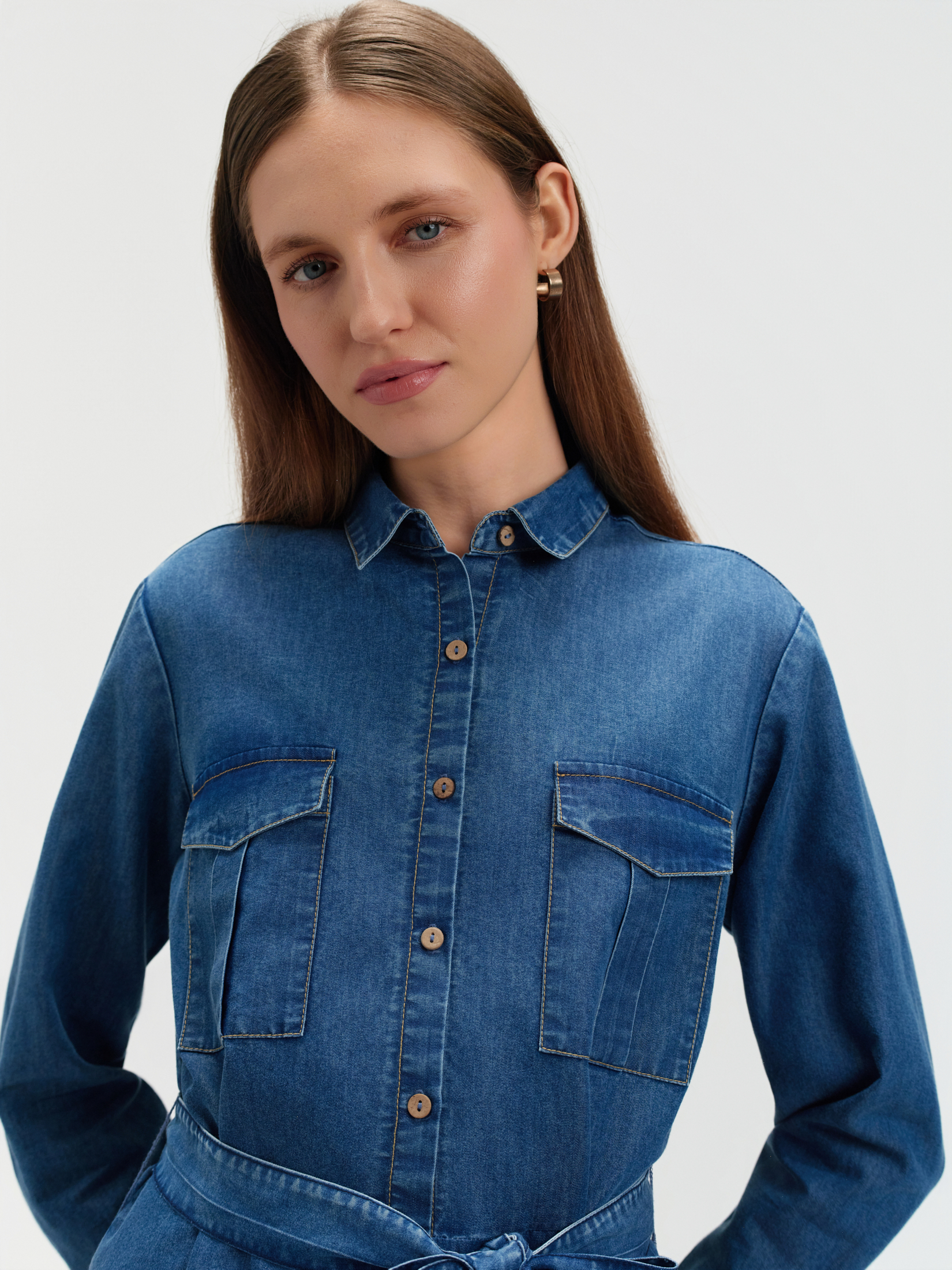 Sukienka jeansowa z wiązaniem, Top Secret