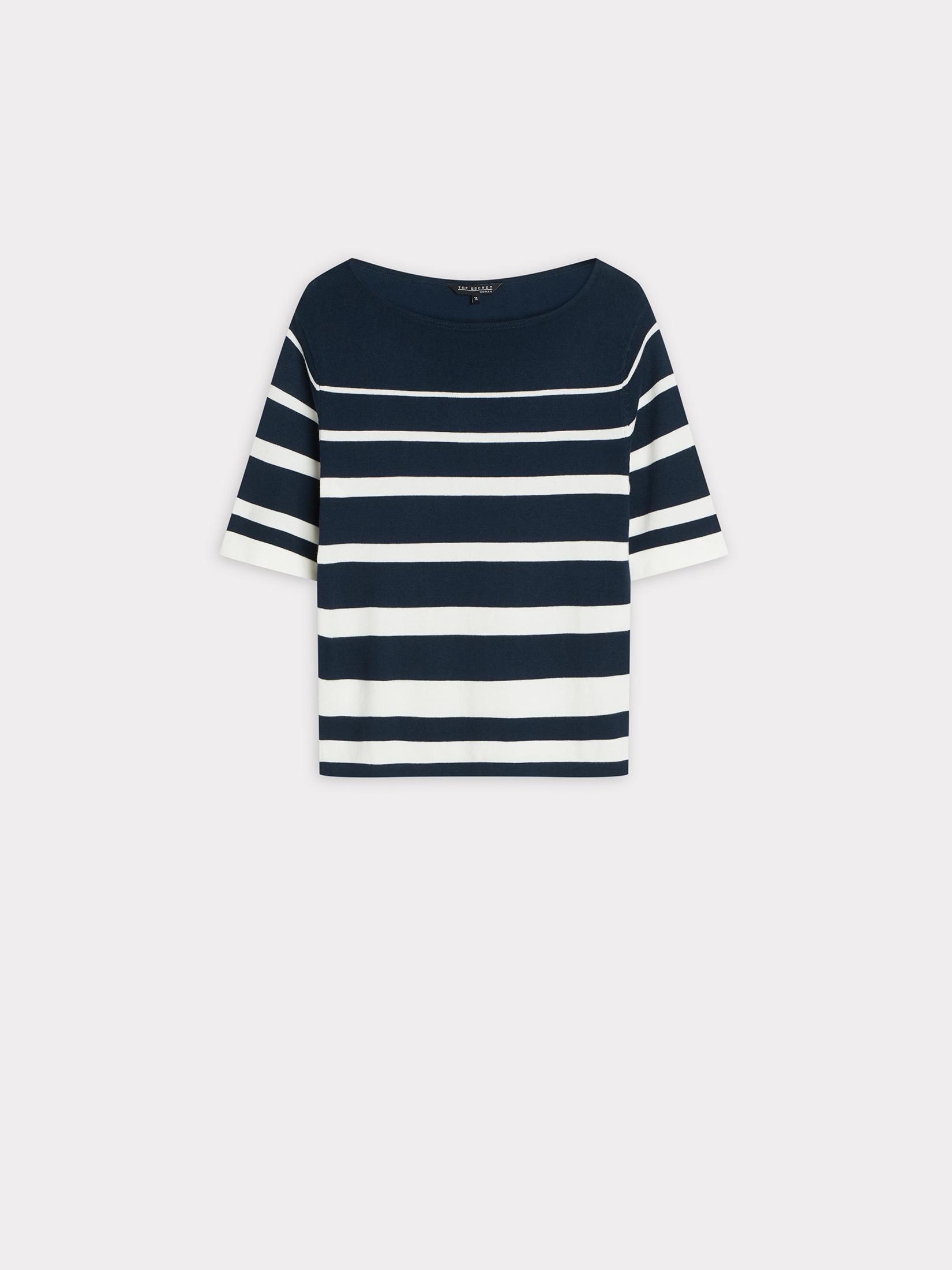 Granatowy sweter w paski 