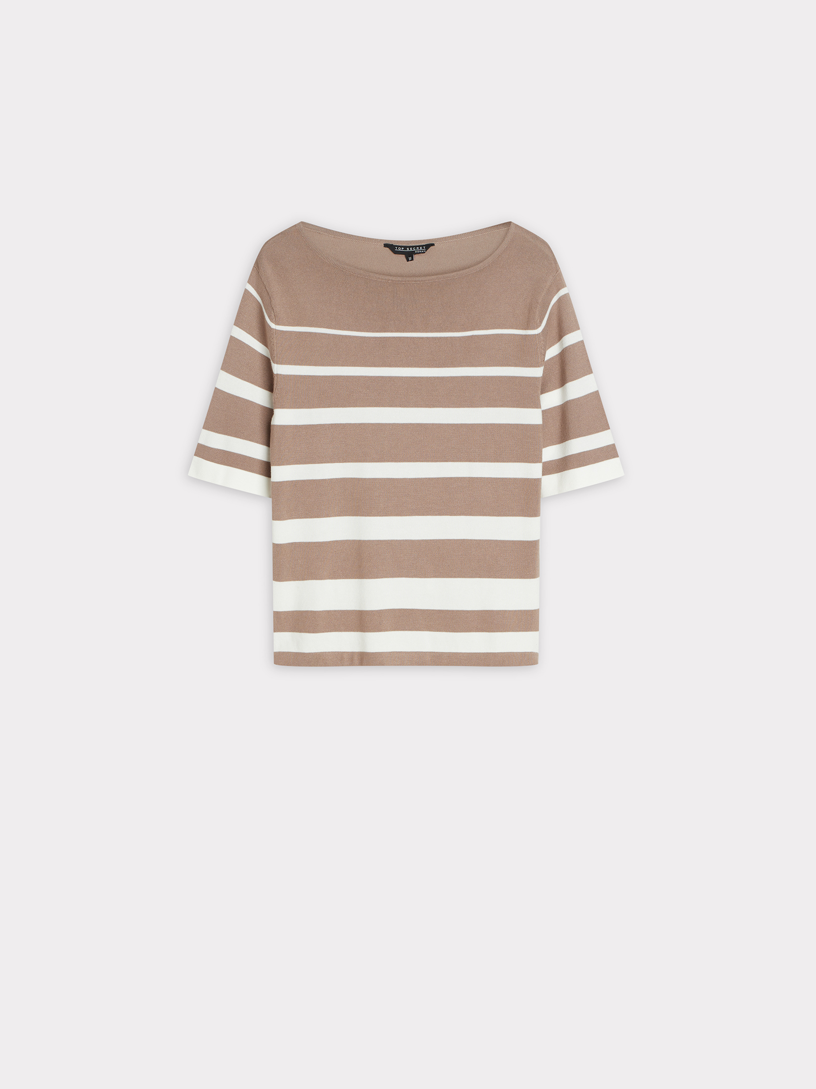 Beżowy sweter w paski 