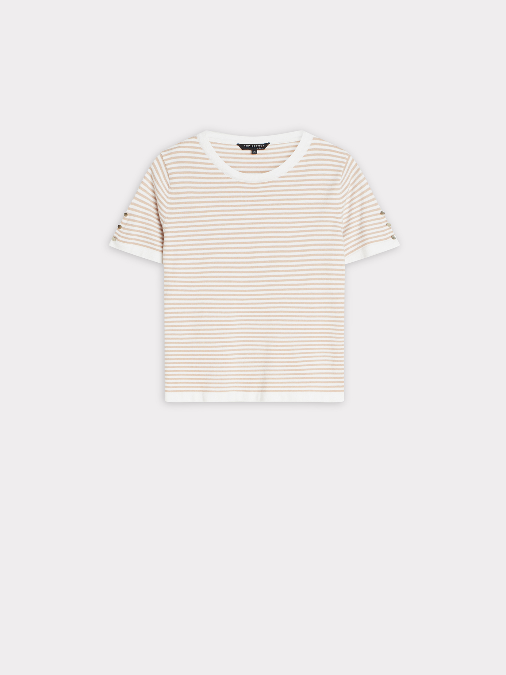 Sweter w paski krótki rękaw 