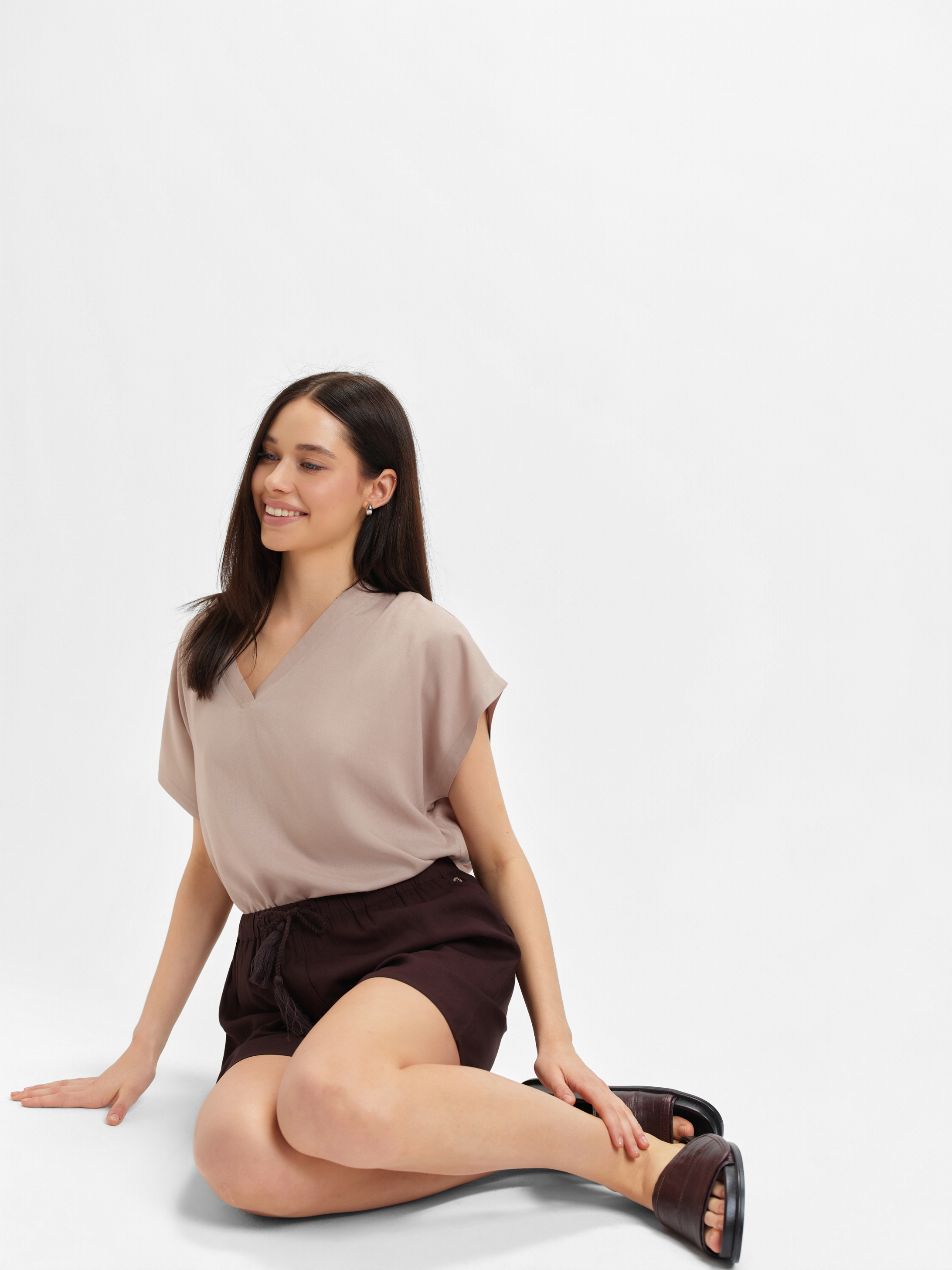 Brązowe wiskozowe szorty 