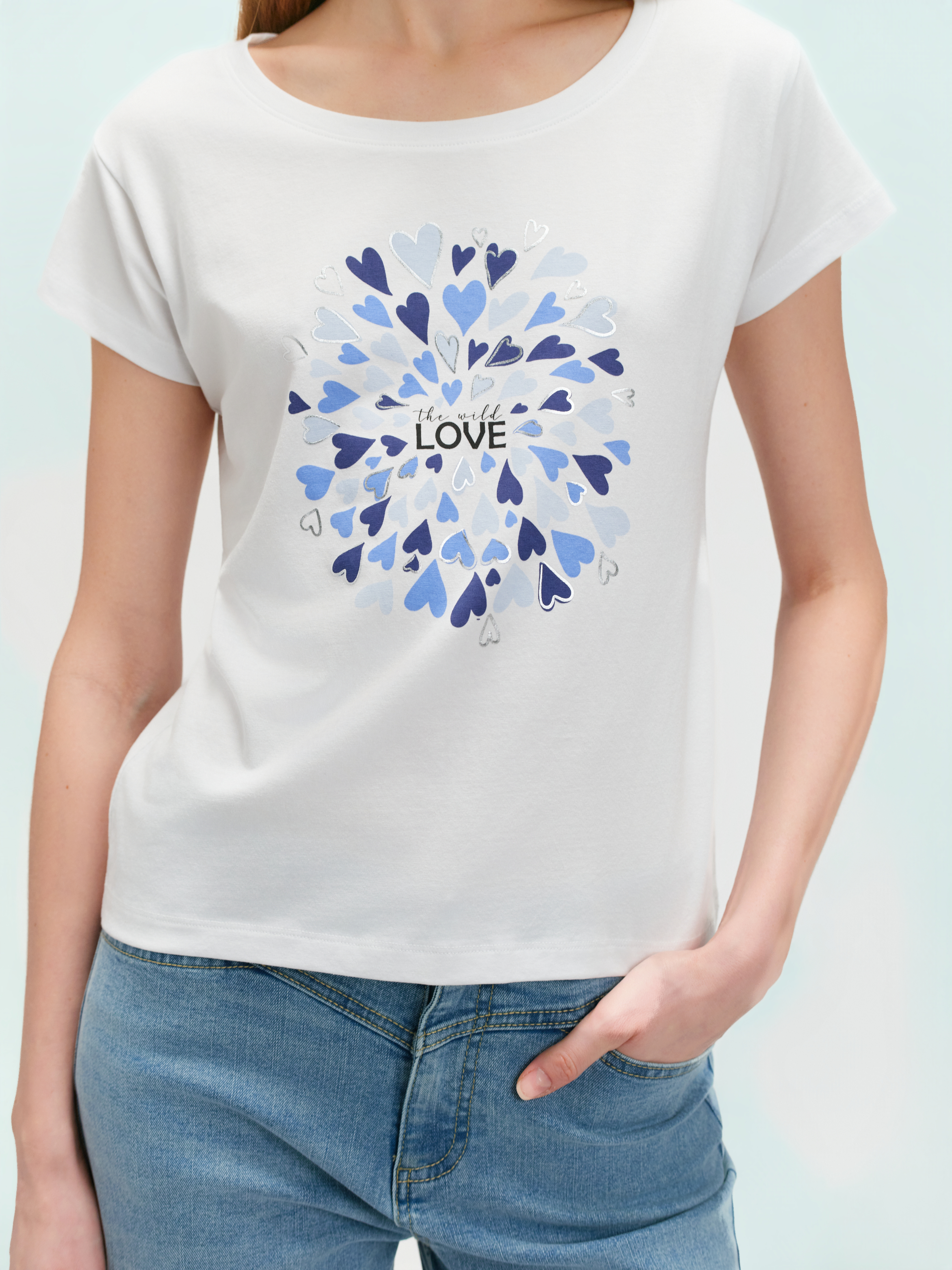 Top z nadrukiem w serca